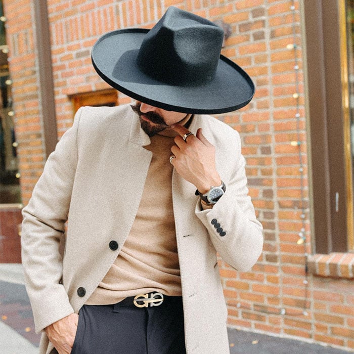 Five Points Wide Brim Fedora Hat – Black